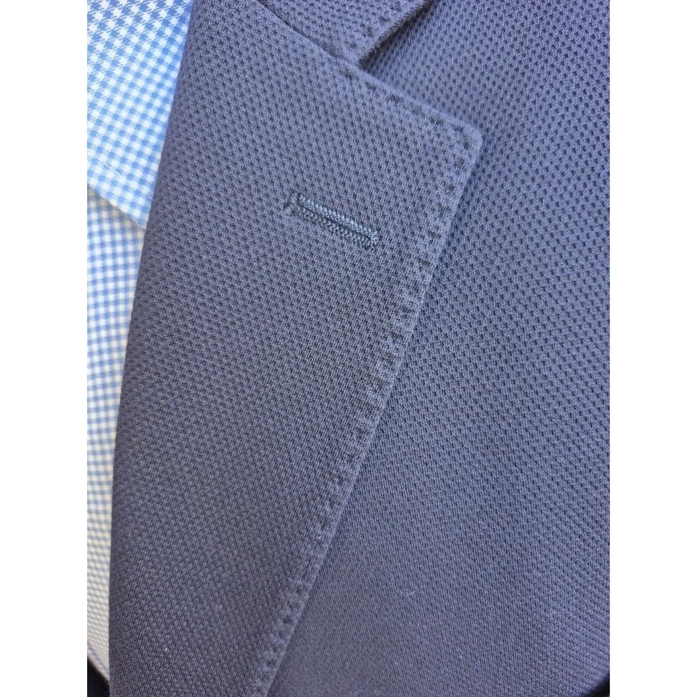Calvin Klein Mens Navy Blue Textured Honeycomb X Slim Fit Blazer Sport Coat 44 R
